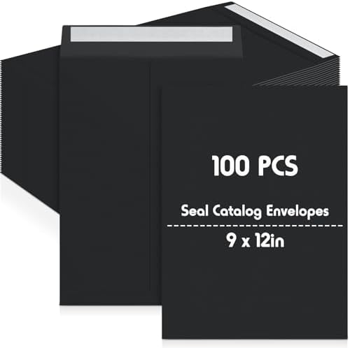 100 Pcs 9'' x 12'' Catalog Envelopes Self Adhesive Manila, Black by Janlaugh