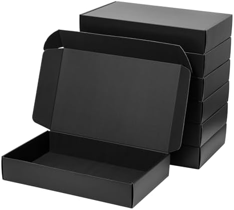 Timirog Shipping Boxes 17x11x3 Inches 18 Pack Black Corrugated Cardboard by Timirog