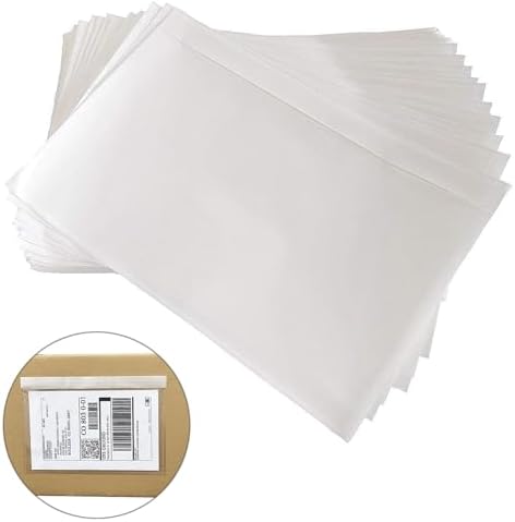 BEUYI Clear 9.5'' x 6.7'' Adhesive Shipping Label Pouches/Sleeves, Plastic Packing Slip Envelope Protector Holder, Easily Fits Half of Letter-Size Paper (60 Pack) - Image 2