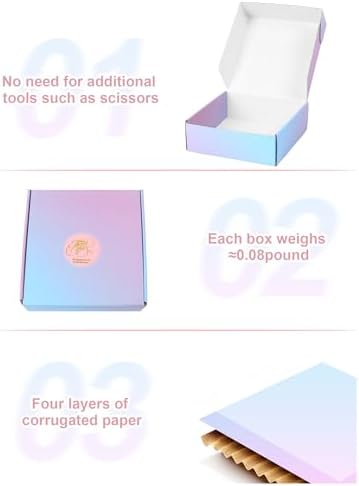 50 Pack 6x6x2 Shipping Boxes for Small Business, Purple Gradient Corrugated Cardboard Boxes, Mailer Packaging Boxes for Nail Candle Grad Gift Literature Shipping - Image 4