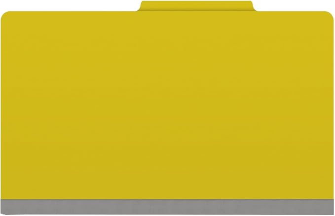 25 Pt. Pressboard Classification Folders, 2/5 Cut ROC Top Tab, Legal Size, 1 Divider, Yellow (Box of 10) - Image 3