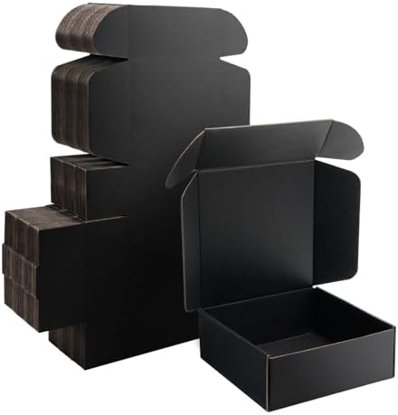 8x8x3 inch Black Shipping Boxes for Small Business- Set of 25 by Yidomto