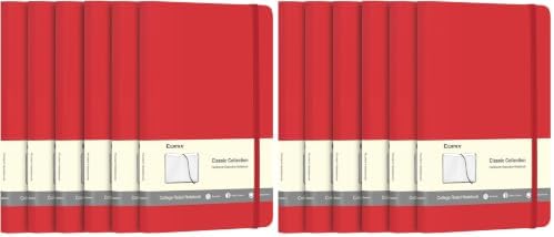 Comix 12 Pack Lined Journal Notebooks for Work, 240 Pages, 5.5"x8.3", Red by Comix