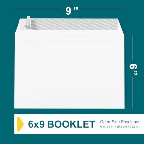 6x9 Booklet Envelopes - 250 Pack - Self Seal Mailing Envelopes - White Letter With Peel & Seal Closure - Open-Side - 28 Lb Paper - Plain for Business and Personal Use - Image 3