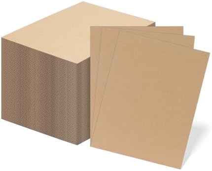 RLAVBL 100 Pack 8.5x11 Corrugated Cardboard Sheets, Flat Cardboard Inserts for Shipping, Mailing, Packing, DIY Crafts by RLAVBL