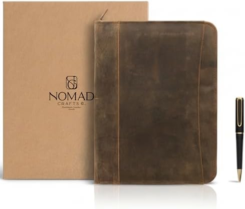 Leather Padfolio with Zipper – Business Portfolio for Men and Women, Legal Pad Portfolio, Leather Folder, Professional Padfolio for Meetings and Interviews by NomadCraftsCo