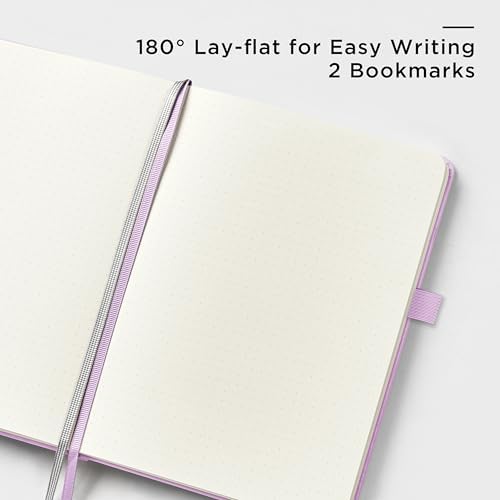 &And Per Se Dotted Journal Notebook, A5 Hardcover Leather Dotted Journal, 160 Pages 100gsm Thick Dot Grid Paper, 3 Sheets of Stickers Included - 5.7'' x 8'' (Light lavender) - Image 3