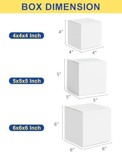 Assorted-Sizes-Shipping-Boxes-45-Pack: 4x4x4 & 5x5x5 & 6x6x6 Small-Shipping-Boxes-Mailers, White Corrugated-Cardboard-Boxes-for-Packing-Small-Business Mailing - Image 2