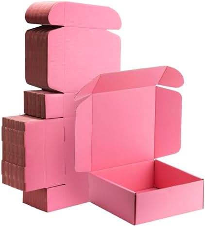 10x10x3 inch Pink Shipping Boxes for Small Business- Set of 25 by Yidomto