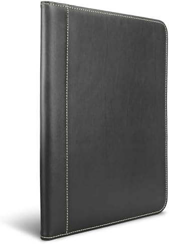 Samsill Contrast Stitch Faux-Leather Padfolio, Business Portfolio for Men and Women, Resume Document Organizer with 8.5 x 11 Inch Writing Pad, Black - Image 3