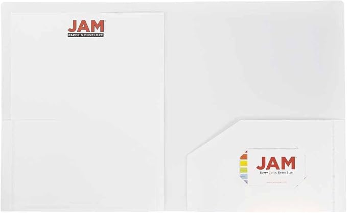 JAM PAPER Heavy Duty Plastic 2 Pocket Extra Tough School Folders - White - 24/Pack - Image 5
