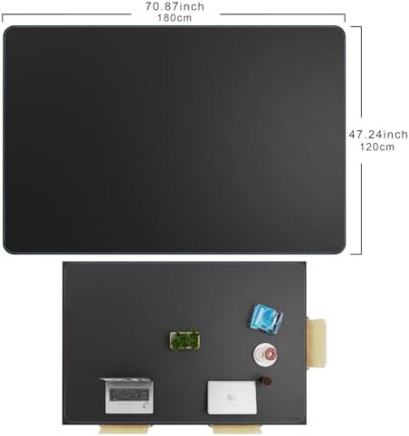 CENNBIE HUGE180 70.8" x 47" Black Leather Desk Mat for Conference Table, Dining Table, Work Table, Banquet Tables, Library Table - Image 2