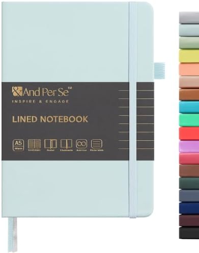 &And Per Se Lined Journal Notebook, 160 Pages, A5 5.7 x 8 inches College Ruled Thick Paper Notebook Journals for Writing, Hardcover Notebooks for Women Men Office School (1 Pack, Cyan) by AndPerSe