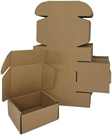 4x4x2'' Small Shipping Boxes 25 Pack, Brown Corrugated Cardboard Mailers for Mailing Packaging Business (BR442-25) by Rnisda