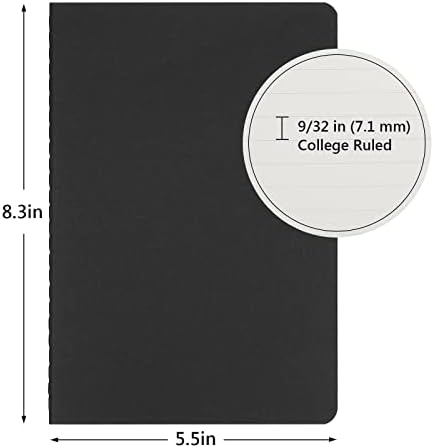 EUSOAR Notebook College Ruled, 36pcs A5 5.5"x8.3" 60 Pages Black Subject Journal Notebooks, Lined Writing Note Pads Memo, Composition Notebooks for Business School Office College Work Note Taking - Image 2