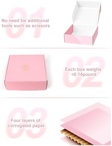 Shipping Boxes 6x6x2 Inch Set of 50, Light Pink Mailer Small Packaging Boxes, Corrugated Cardboard Boxes for Small Business Gift Literature Shipping - Image 4