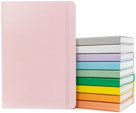 PAPERAGE Lined Journal Notebook, 10 Pack, (Pastel Rainbow), 160 Pages, Medium 5.6 in x 8 in - 100 GSM Thick Paper – Hardcover Journaling Notebook for Work, School & Note Taking by PAPERAGE