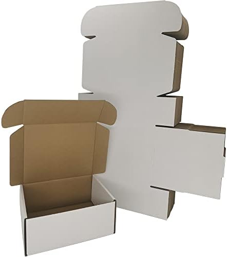 50 Pack 7x6x3'' Shipping Boxes, White Corrugated Cardboard Mailers for Mailing Packaging Small Business(W763-50) by Rnisda