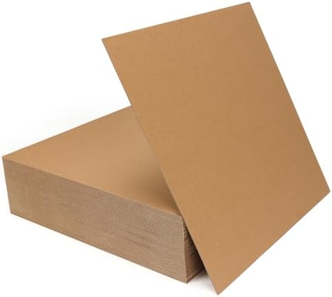 Calenzana 12x12 Browm Corrugated Cardboard Sheets, Flat Card Boards Inserts for Crafts, Packing, Shipping, Moving, Mailing, 50 Pack by Calenzana