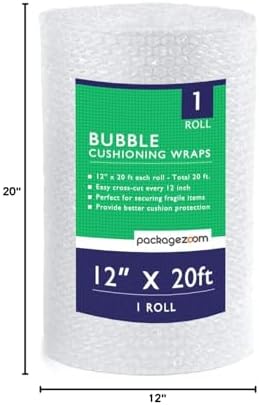12 inch x 20 ft Bubble Cushioning Wrap, Perforated Every 12" Protective Packing Moving & Shipping Supplies for Boxes & Fragile Items - Image 6