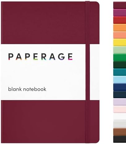 PAPERAGE Blank Journal Notebook, (Burgundy), 160 Pages, Medium 5.6 in x 8 in - 100 GSM Thick Paper – Hardcover Journaling Notebook for Work, School, Note Taking or Sketching by PAPERAGE