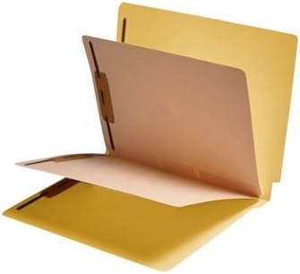 Yellow Classification Folders - 11pt, 2 Dividers, 6 Top Fasteners, 3/4" Expansion, End Tab, Box of 25 by Colortrieve