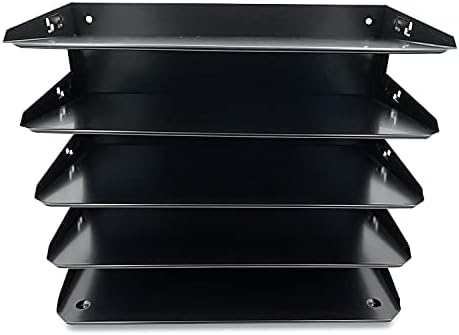Huron Desktop Horizontal 5-Slot Legal File Binder Organizer Storage Letter Tray, Black Commercial Grade Steel - Image 2