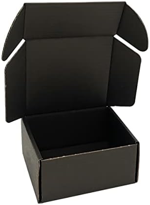 4x4x2'' Small Shipping Boxes 25 Pack, Black Corrugated Cardboard Mailers for Small Business (CM442B25) by CH-BOX