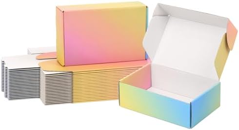 6x4x2 Shipping Boxes Small, 45 Pack Colorful Corrugated Cardboard Mailer Box for Small Business, Mailing, Packaging by DEZIBOX