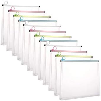 9x12 Clear Zip Plastic Envelopes File Document Paper Holder 12 Pack by YESSART