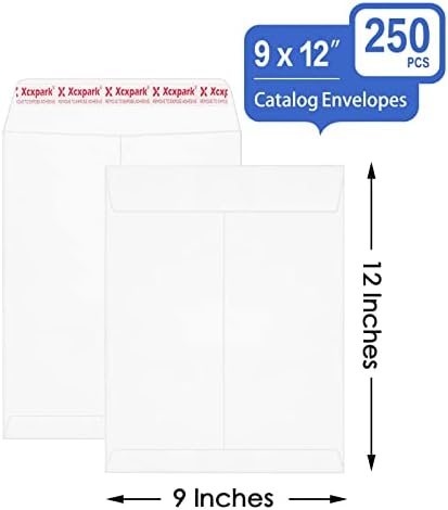 Xxcxpark 250 PCS 9x12 inches Security Catalog Envelopes Printable Self Seal Envelopes, Anti Tear White Kraft Envelopes for Invitation Cards, Pictures, Photos, Documents - Image 2