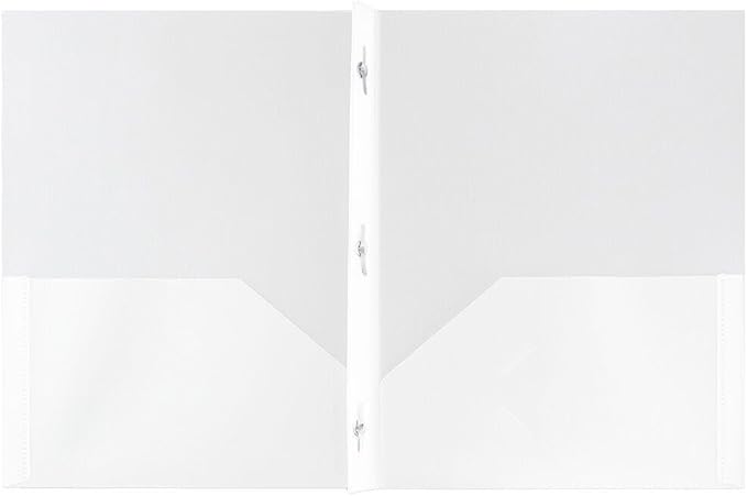 JAM PAPER Plastic 2 Pocket POP Folders - Durable School Folders with Metal Prongs Fastener Clasps - Clear - 12/Pack - Image 2