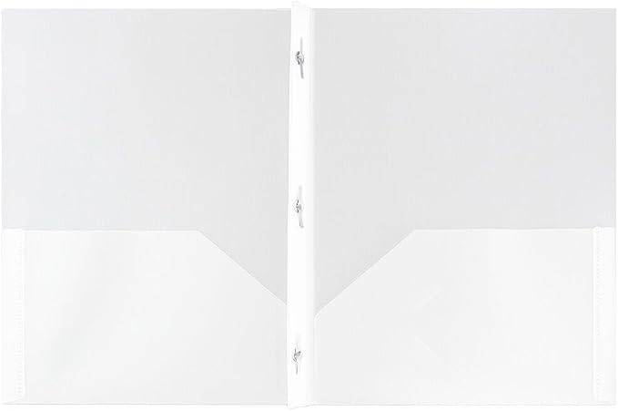 JAM PAPER Plastic 2 Pocket POP Folders - Durable School Folders with Metal Prongs Fastener Clasps - Clear - Bulk 48/Pack - Image 2