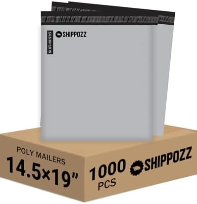 Shippozz 14.5x19 Poly Mailers 1000 Pack, Durable Waterproof Polymailers for Shipping Clothes, Self Seal Mailing Bags for Small Business Packaging Supplies, Mailing Envelopes for Books, and Accessories by Shippozz