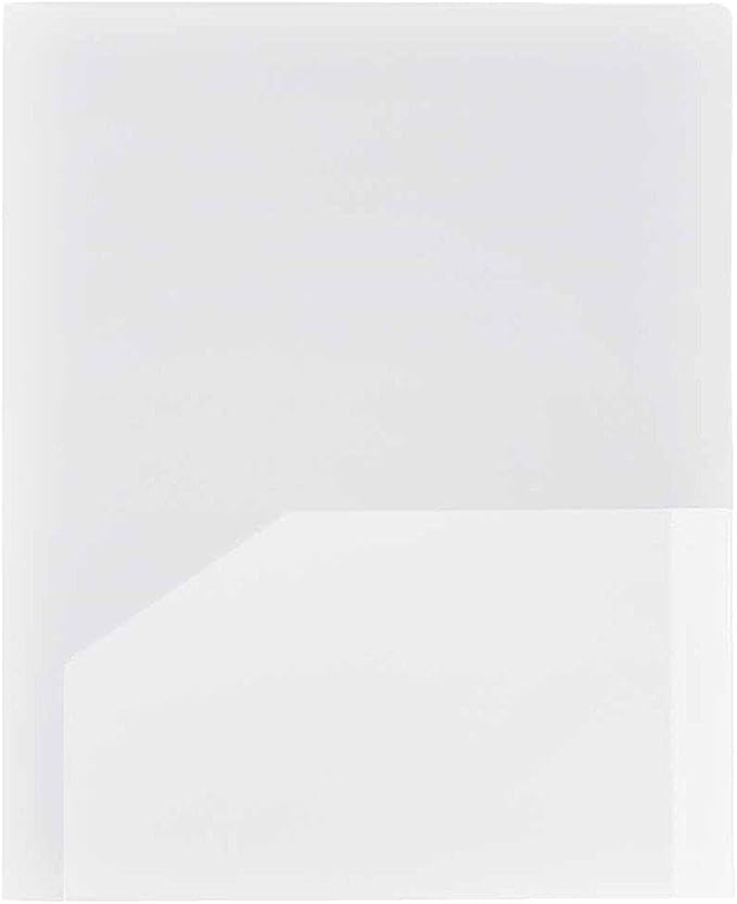 JAM PAPER Heavy Duty Plastic 2 Pocket Extra Tough School Folders - Clear - Bulk 48/Pack - Image 4