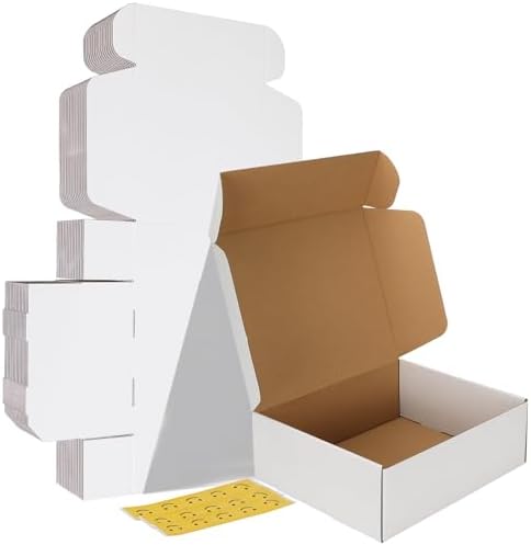 HORLIMER 12x10x4 inches Shipping Boxes Set of 15, White Corrugated Cardboard Box for Mailing, Packaging, Small Business by HORLIMER