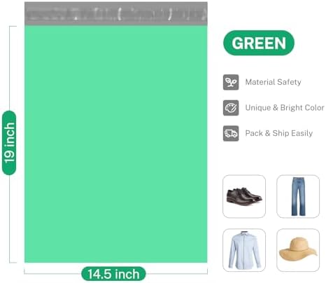 Metronic Poly Mailers 14.5X19 500Pack, Strong Adhesive Shipping Bags for Clothing, Waterproof Mailers Poly Bags for Small Businesses, Flexible Mailing Bags Packages Bags Green - Image 2