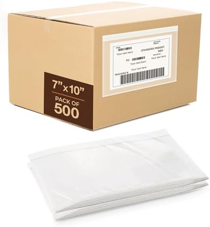 7x10 Shipping Label Sleeves 500 Pack-Strong Adhesive by FLEXTRIBE