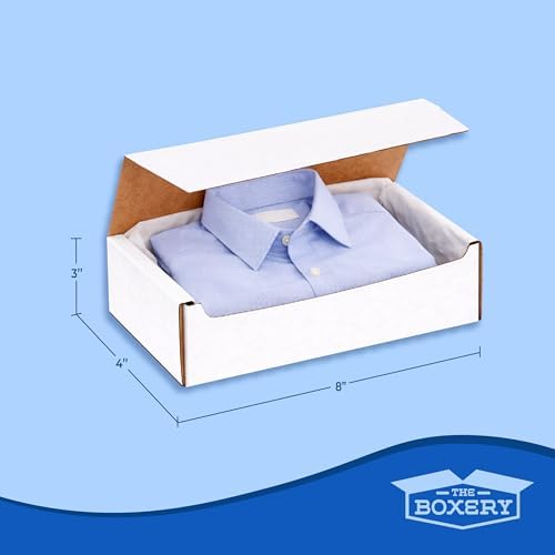 The Boxery Corrugated Mailers White Tuck Shipping Boxes (8x4x3) - Image 3