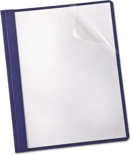 Oxford Clear Front Report Cover, 3 Prong, 1/2 inch Capacity, Navy, Letter Size, 25 per Box (53343EE) (Pack of 5) by Oxford