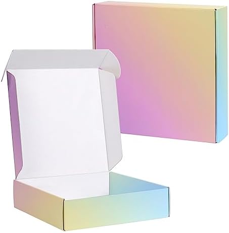 Shipping Boxes for Packaging, 8x8x2 Inches Corrugated Cardboard Boxes, Mailing Boxes for Small Business(15 Pack, Colorful) by OitiO