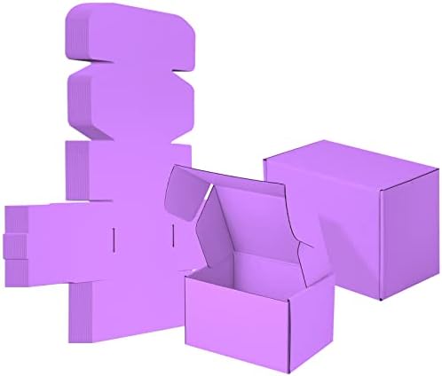 25 Pack Small Shipping Boxes Purple Corrugated Cardboard Box 7x5x4 inches，Corrugated Box for Packaging Small Business,Mailing Packing Literature Mailer,Shipping Gift Boxes by AIYUNNI