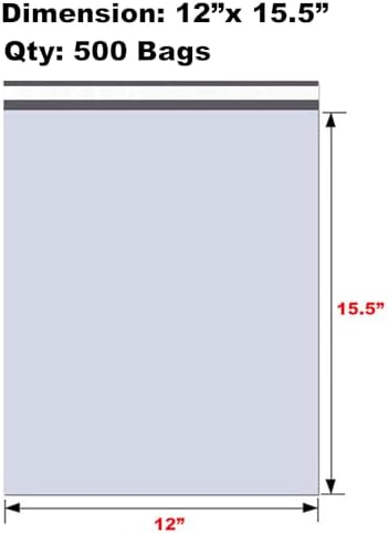 iMBAPrice 500 - 12 x 15.5 Premium Matte Finish White Poly Mailers Envelopes Bags (iMBA-5PM-500) - Image 2