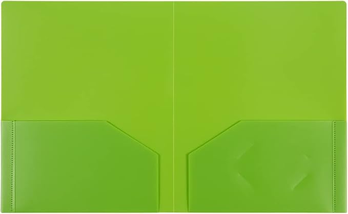 JAM PAPER Heavy Duty Plastic 2 Pocket Extra Tough School Folders - Lime Green - 6/Pack - Image 7