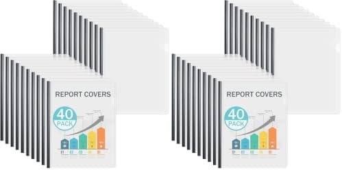 Binditek Clear Report Covers with Sliding Bars, 70 Sheet Capacity, 80 Pack by Binditek