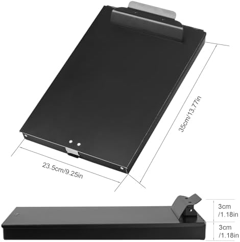 ZCZN Recycled Aluminum Storage Clipboard, Clipboard Box, Form Holder, Suitable for School, Office, Jobsite or Medical Staff, 9.25 x 13.78 Inches, Black - Image 2