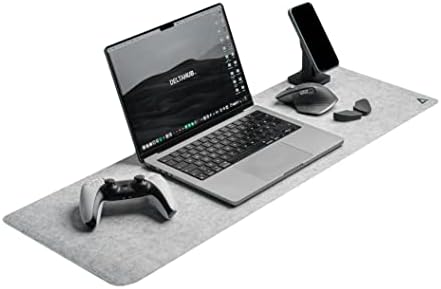 DELTAHUB - Minimalistic Felt Desk Protective Pad, Anti-Fray, Anti-Slip, Easy to Clean, Easy Glide, Long Lasting, Sleek Design, Comfortable, Resistant, Desk Mat, PC, Mac, Laptop - Medium (12x35inch) by DELTAHUB