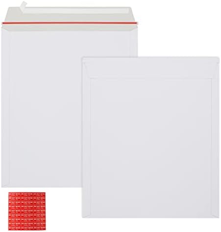 zmybcpack 25 Pack 12.75x15 inch Rigid Mailer Self Seal Photo Document Mailers Stay Flat White Cardboard Envelopes White Photography Mailers for CD, Photos, Document by zmybcpack