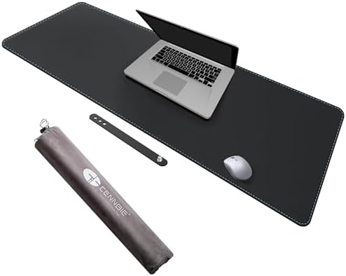 CENNBIE Leather Desk Mat - 43.6" x 16" Oversized Mouse Pad, Black by CENNBIE