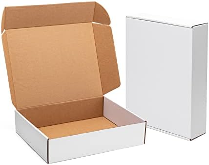 Timirog Shipping Boxes 13x10x3 Inches 20 Pack White Corrugated Cardboard Mailing Box for Small Business, Tab Locking Literature Mailer Packaging Supplies for Packing Book Gifts Craft by Timirog